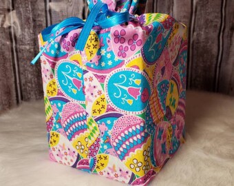 Homemade Easter print design fabric tissue box cover