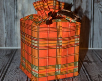Homemade fall design fabric tissue box cover