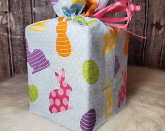 Homemade Easter print design fabric tissue box cover