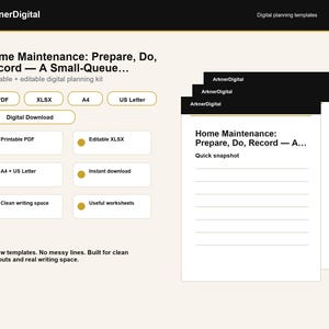 Home Maintenance: Prepare, Do, Record — A Small-Queue Worksheet Pack