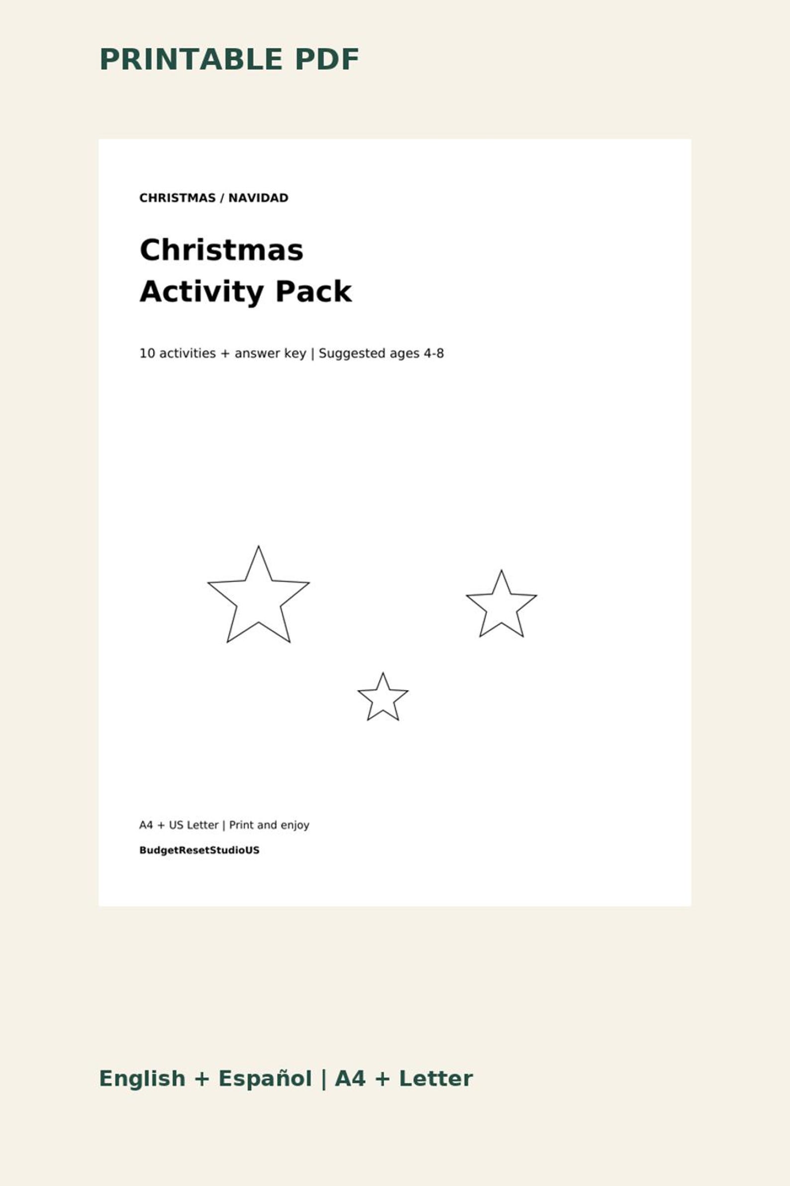 Christmas Activity Pack, 10 Activities and Answer Keys, English and ...