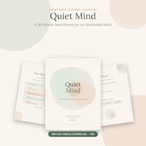 Utskrivbar dagbok för tyst sinne | Arbetsblad för hjärndumpning vid överväldigande | Arbetsbok för mental utrensning och mindfulness | Återställning av 30 minuters självvård i PDF-format