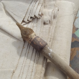 Antique French Linen Canvas Artist Hand woven Fabric for painting 19th century Textile