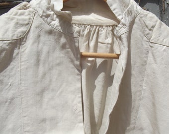 Antique French Brothers shirt Hand woven chanvre Fabric 19th century hemp textile