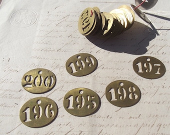 Vintage French brass fob number tag (Various numbers available)hotel door key room number