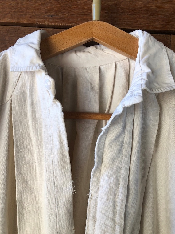 Antique French smock Artist shirt Hand woven chan… - image 3