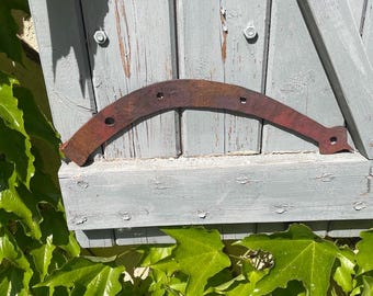 Pair Antique French Iron CURVED Hinges shutters gates,windows, doors Handforged