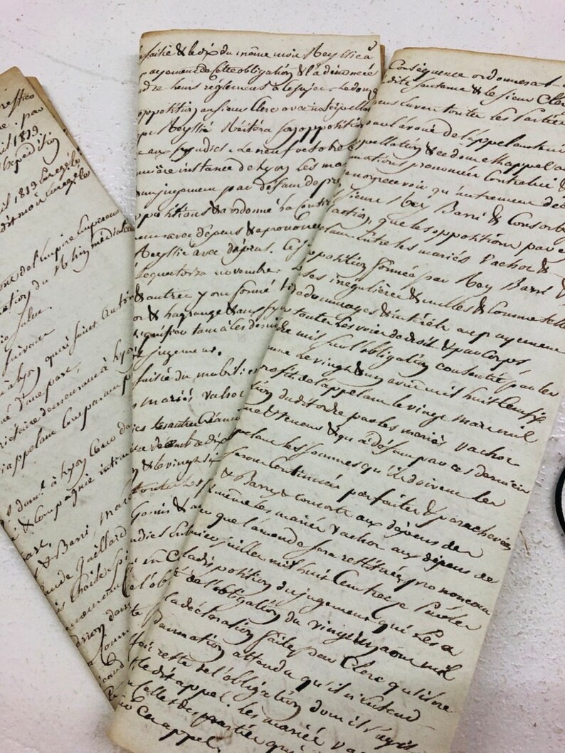 Historical Documents In Cursive Antique French Documents Handwritten 19th Century Legal Notaire Papers ...