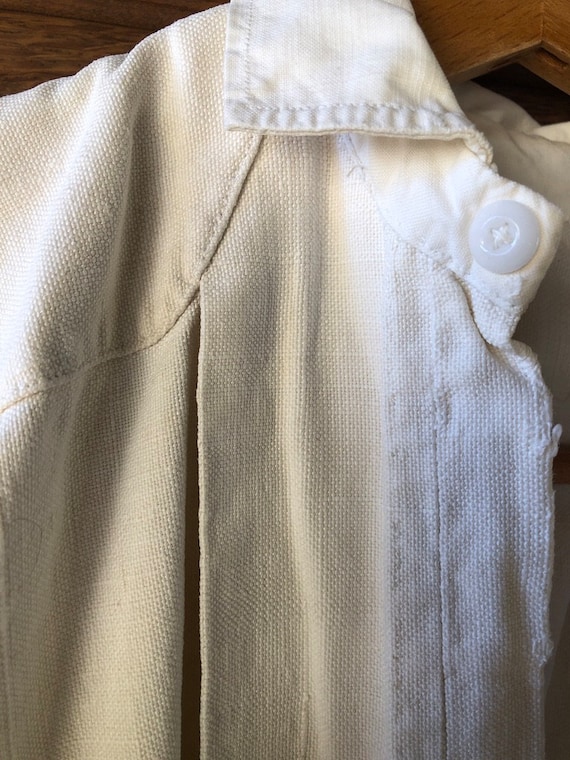 Antique French smock Artist shirt Hand woven chan… - image 4