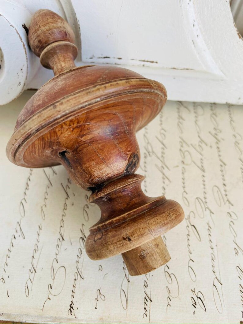Antique French Wood Finial, Turned Furniture Embellishment - Etsy
