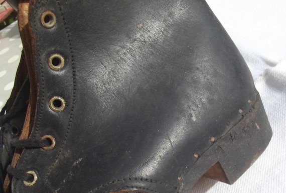 Antique French Boots Wooden soled Clog Country Sh… - image 10