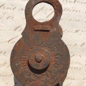 Antique French Pulley Wheels Double Brass wheel and iron casing