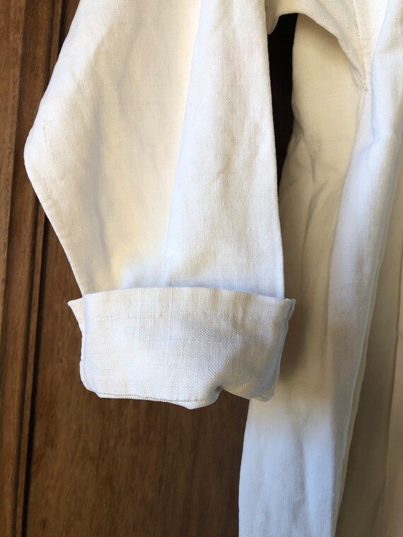 Antique French smock Artist shirt Hand woven chan… - image 7