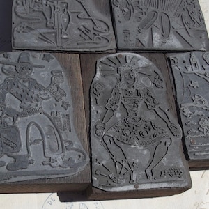 Lot of Antique French advertising stamps Printing Blocks  DANIEL HEUDIER illustrations signed