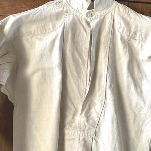 Antique French smock Artist shirt Hand woven chanvre Fabric 19th century hemp textile