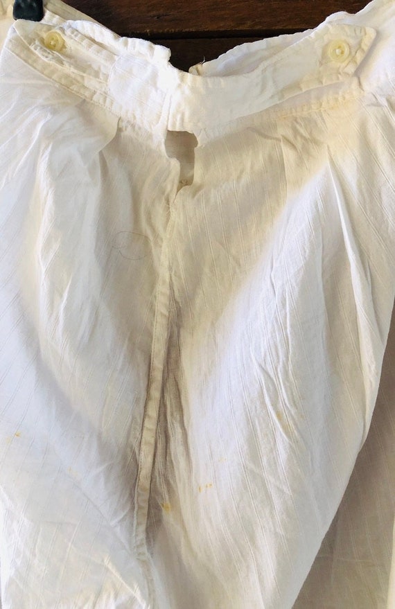 Antique French Gentleman Long Johns white cotton U