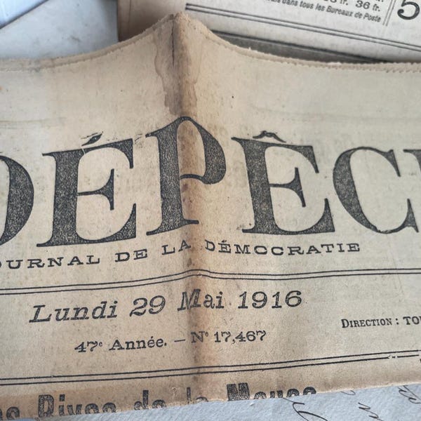 Antique French Wartime newspaper Daily news from the front WW1 May 1916