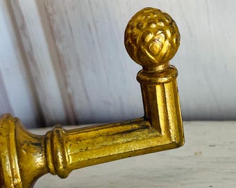 Small Vintage French Brass hook wall peg curtain hook Artichoke Finial