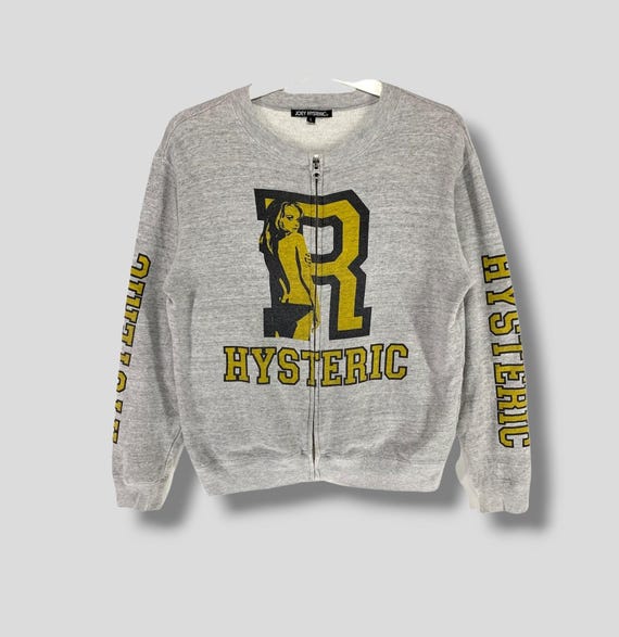 Hysteric Glamour, Vintage Hysteric glamour spellout zipper sweatshirt japanese brand streetwear outfit outerwear punk rocker grey size Small