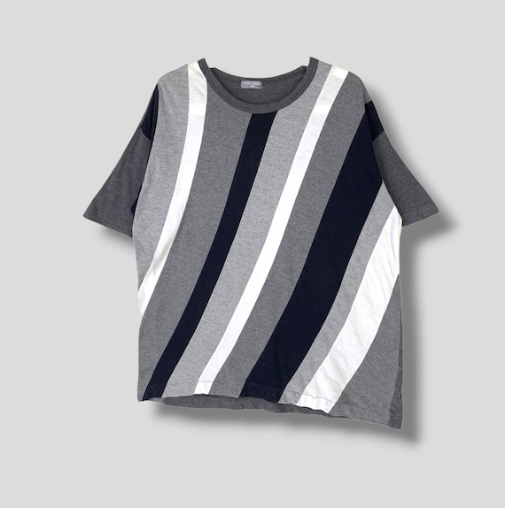Comme des Garçons, Vintage Comme des garcons homme diagonal stripe tshirt designer avantgarde casual tee tricolor size Large