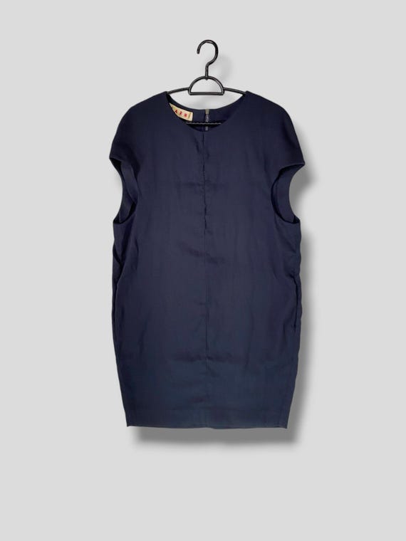 Marni, Vintage Marni nylon wool blend shift dress designer sleeveless midi dress size IT38
