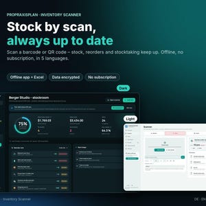Inventory Tracker Spreadsheet and App for Small Business, Barcode and QR Scanner, Stock Control, Reorder List, Excel, Digital Products