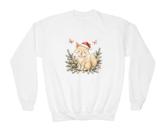 Kids Christmas Sweatshirt, Cute Fox Holiday Crewneck, Woodland Christmas Shirt for Girls and Boys, Christmas Gift for Kids