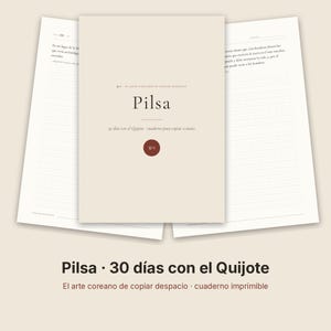 Pilsa Cuaderno para Copiar a Mano | 30 Días con el Quijote | Caligrafía y Atención Plena | Cuaderno Imprimible PDF | Arte Coreano