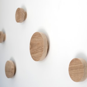 Set of Five Oak Round Hooks Unfinished