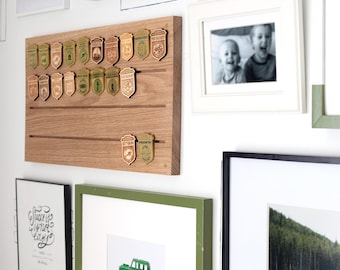 National Park Junior Ranger Badge Wall Display Solid Oak Wood with Brass Screws