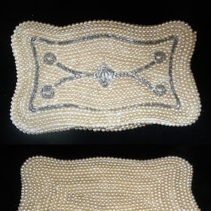 Vintage Beaded Clutch Evening Handbag Elegant Tan Mini Pearl Style With Bugle Beads