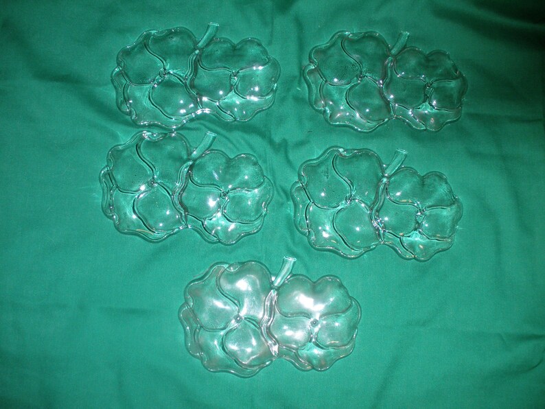 Flower Design Glass Snack Plates Desert Plates Set of Five Etsy