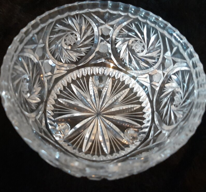 Vintage Cut Crystal Candy Dish Oval Covered With Pattern Etsy