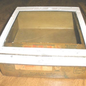 1920s National Biscuit Company Iten Cardboard Box Glasstop Metal Top Patent 319 447 9-21-1920