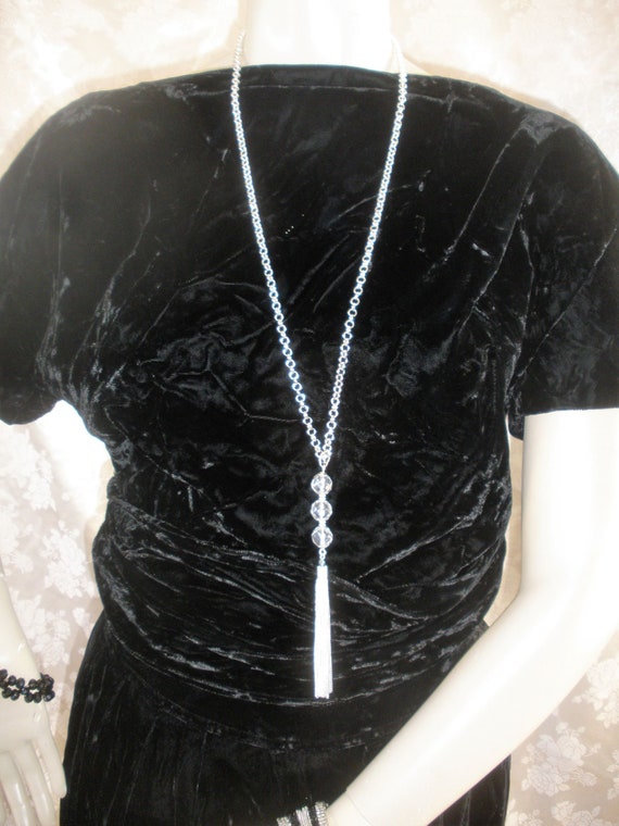 Black Velvet Cocktail Vintage Crop Top Ruched Wais