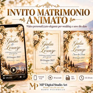 Invito Matrimonio Animato Personalizzato, Video Nozze Digitale, Wedding Save the Date MP4, Formato Verticale 9:16