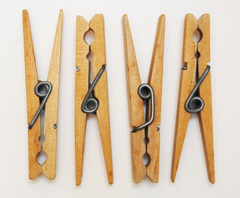 12 Vintage Clothes Pins Clip Style Smaller Size Lovely Etsy