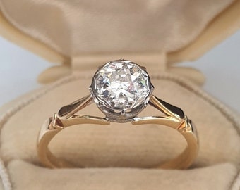 Vintage Diamond Solitaire Engagement Ring ~ Stunning Large Diamond ~ Excellent Condition ~ Timeless Style ~ 18K & Plat ~ Sustainable Luxury