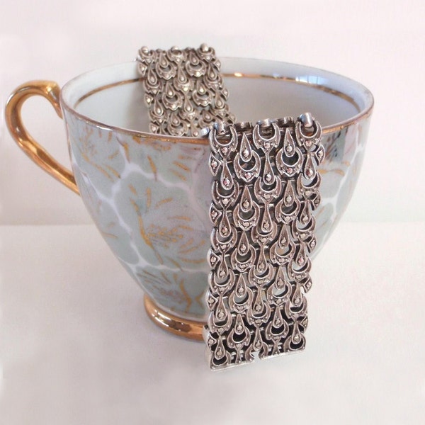 RESERVED for JANE. Stunning Art Deco Solid Silver Marcasite Bracelet. Divine Style. Gorgeous Slinky Quality. Collectors Piece.