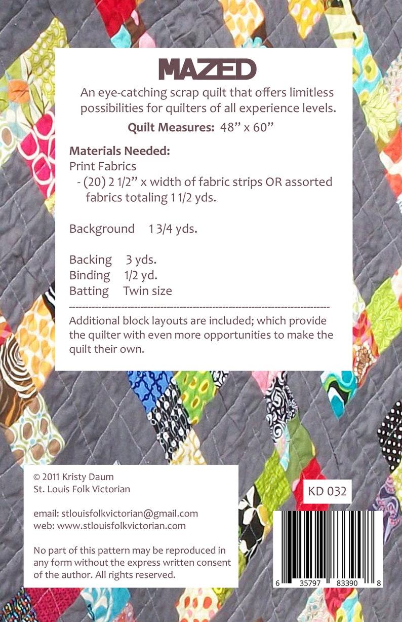 MAZED Quilt Pattern pdf / quilt pattern / modern quilt pattern / modern quilting / scrap quilt pattern / beginner quilt pattern image 2