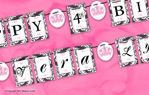 Princess Party Birthday Banner Printable | Etsy