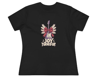Women's Relaxed Christmas Guitar Tee - Joy Turned Up