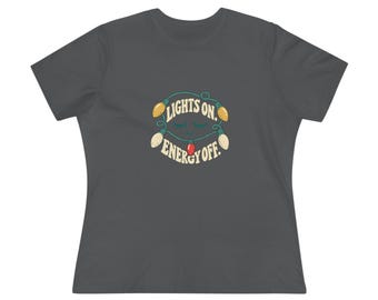 Women's Relaxed Christmas Lights Tee - Lights On, Energy Off