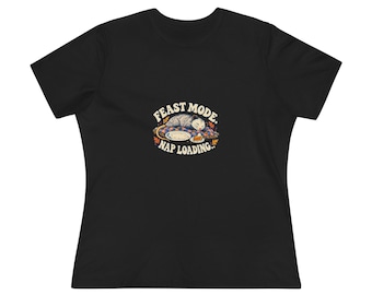 Women's Relaxed Opossum Tee - Feast Mode, Nap Loading
