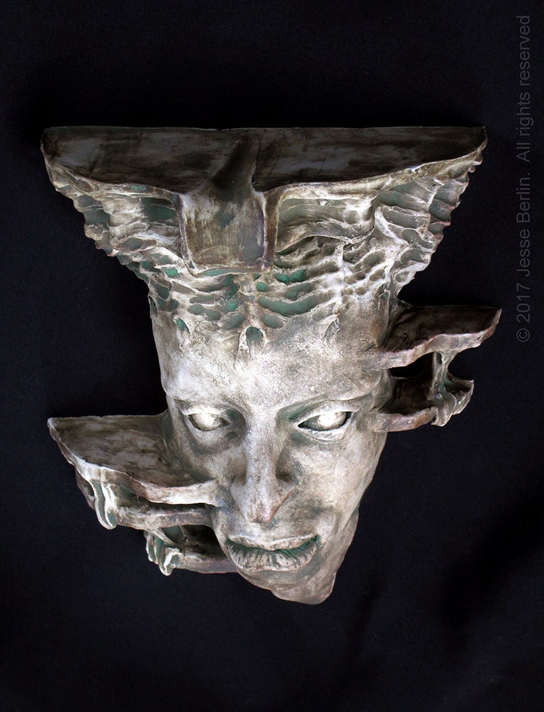 Gaia Greek Earth GoddessTitan surreal fantasy ceramic wall sconce