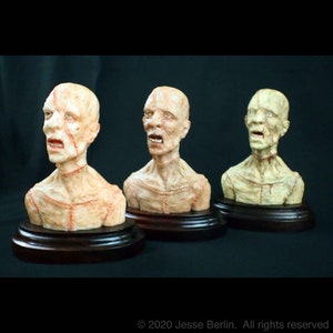 Adam of Shelly&#39;s Frankenstein, cast-resin, hand-painted, miniature bust