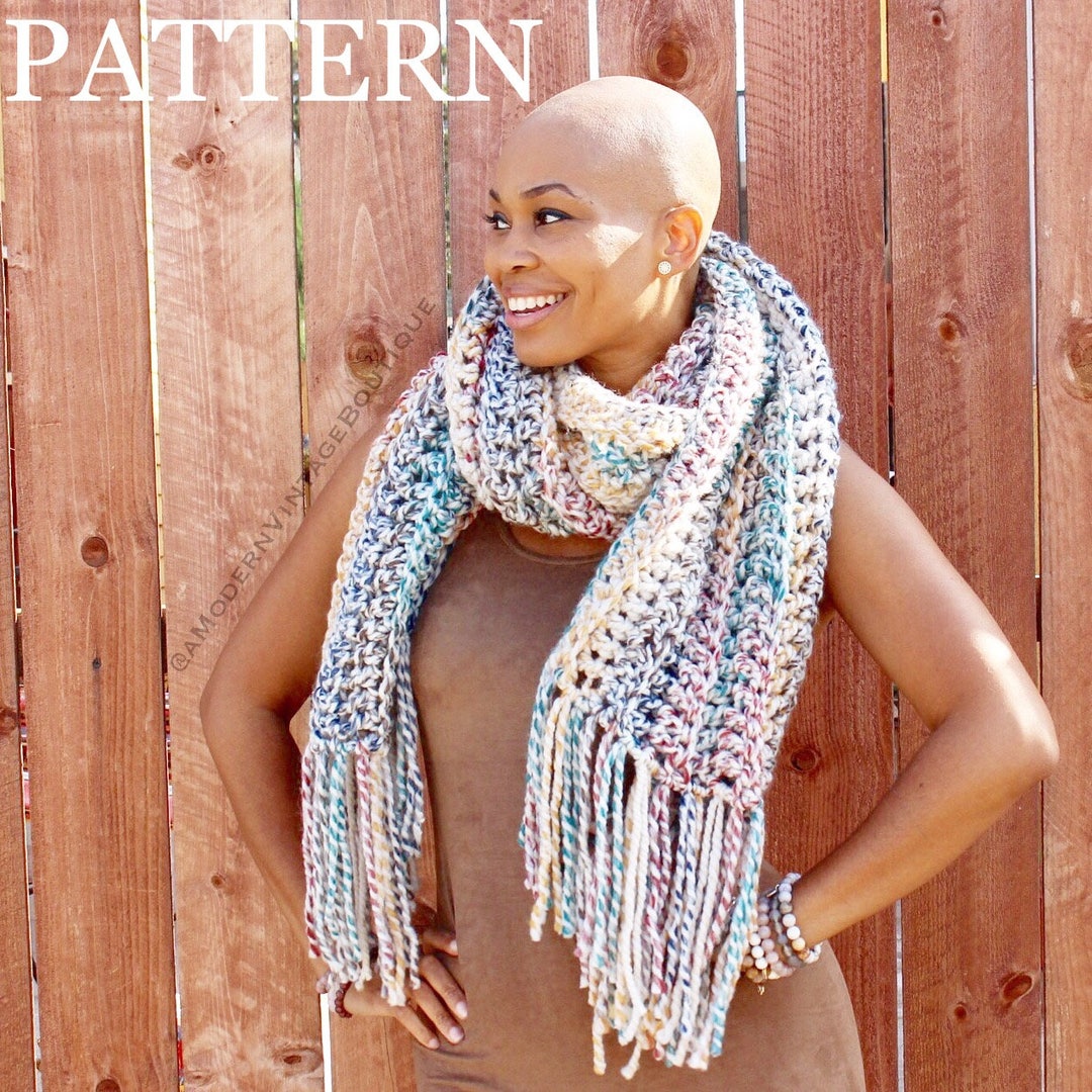 Fringe Scarf Wool Ease Thick And Quick Scarf PATTERN ONLY Crochet