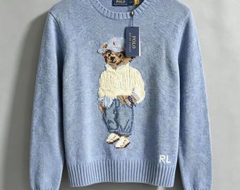 Polo Ralph Lauren Sudadera de Oso de Peluche para Hombre Sudadera Negra de Punto con Oso de Peluche