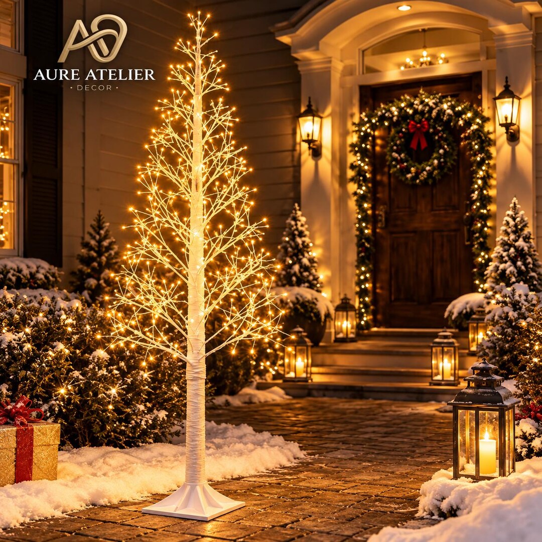 Tree Led Night Light Warm White LED Branch Tree, 4-6FT, USB Powered, 8 Lighting Modes ...