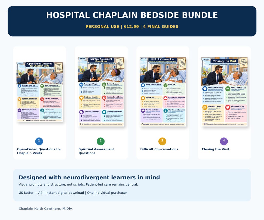 Hospital Chaplain Personal Use License | 4 Bedside Spiritual Care Cheat ...